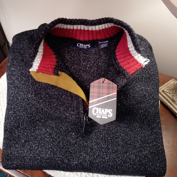 Chaps Other - Chaps Men's Charcoal Heather Twist Knit Quarter-Zip Sweater NWT